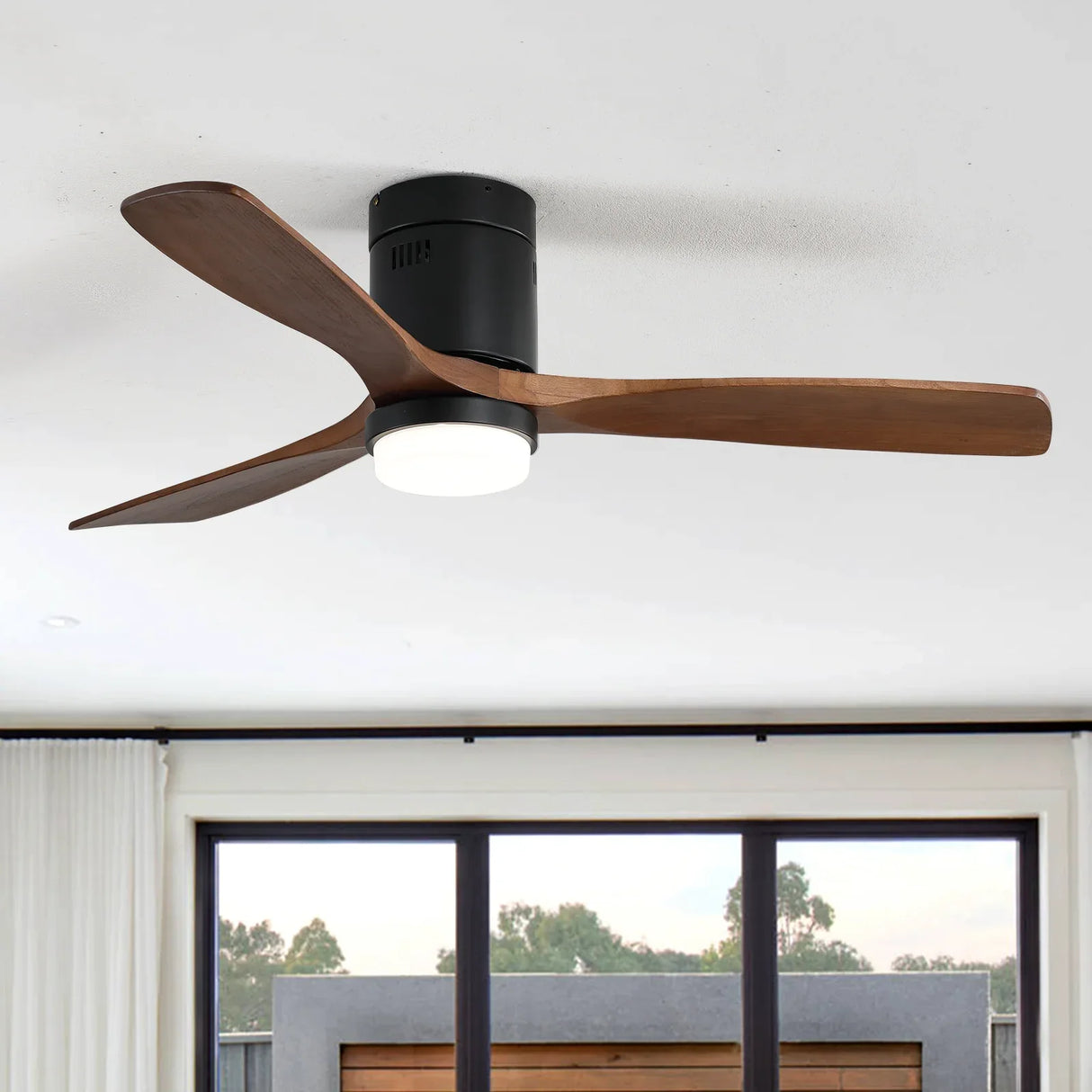 52-Inch Modern Walnut Wood Ceiling Fan With Light - Omega Lifestyles