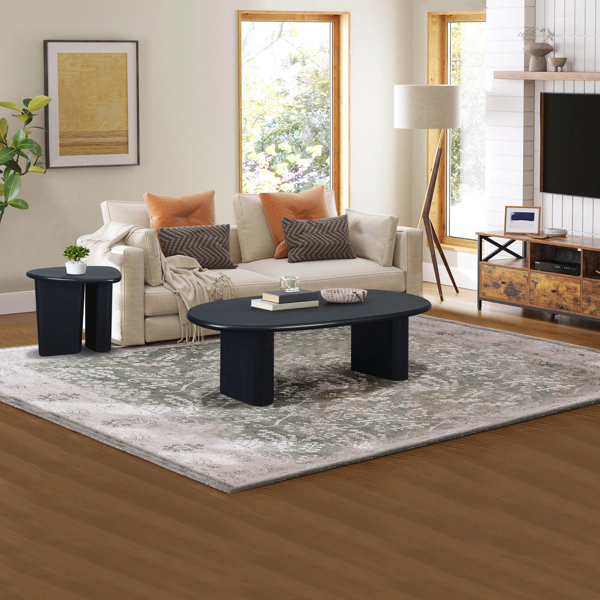 51-Inch Oval Tapered Tabletop MDF Coffee Table - Sleep Galleria