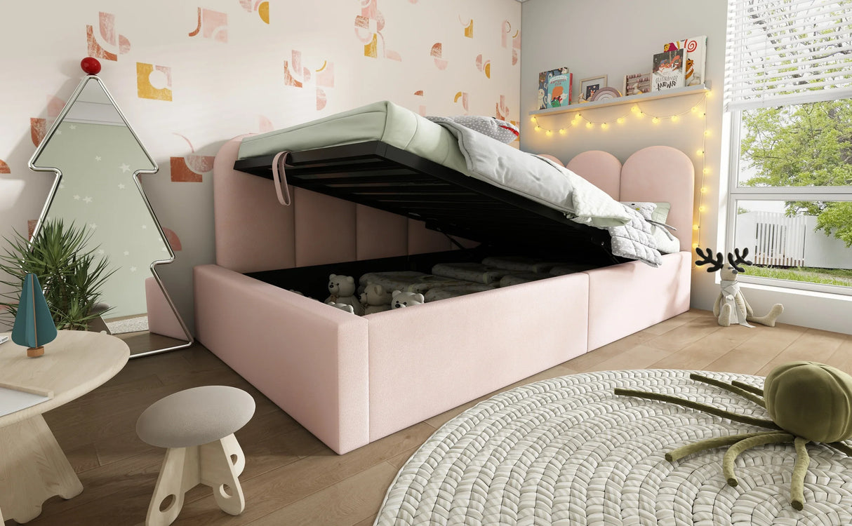 Pink Velvet Upholstered Twin Storage Daybed With Metal Frame - Omega Lifestyles