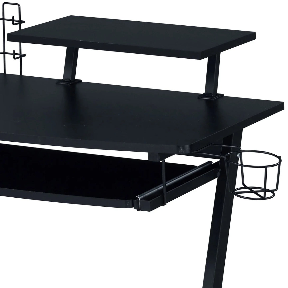 Black Metal Synthetic Wood Rectangular Gaming Desk - Omega Lifestyles