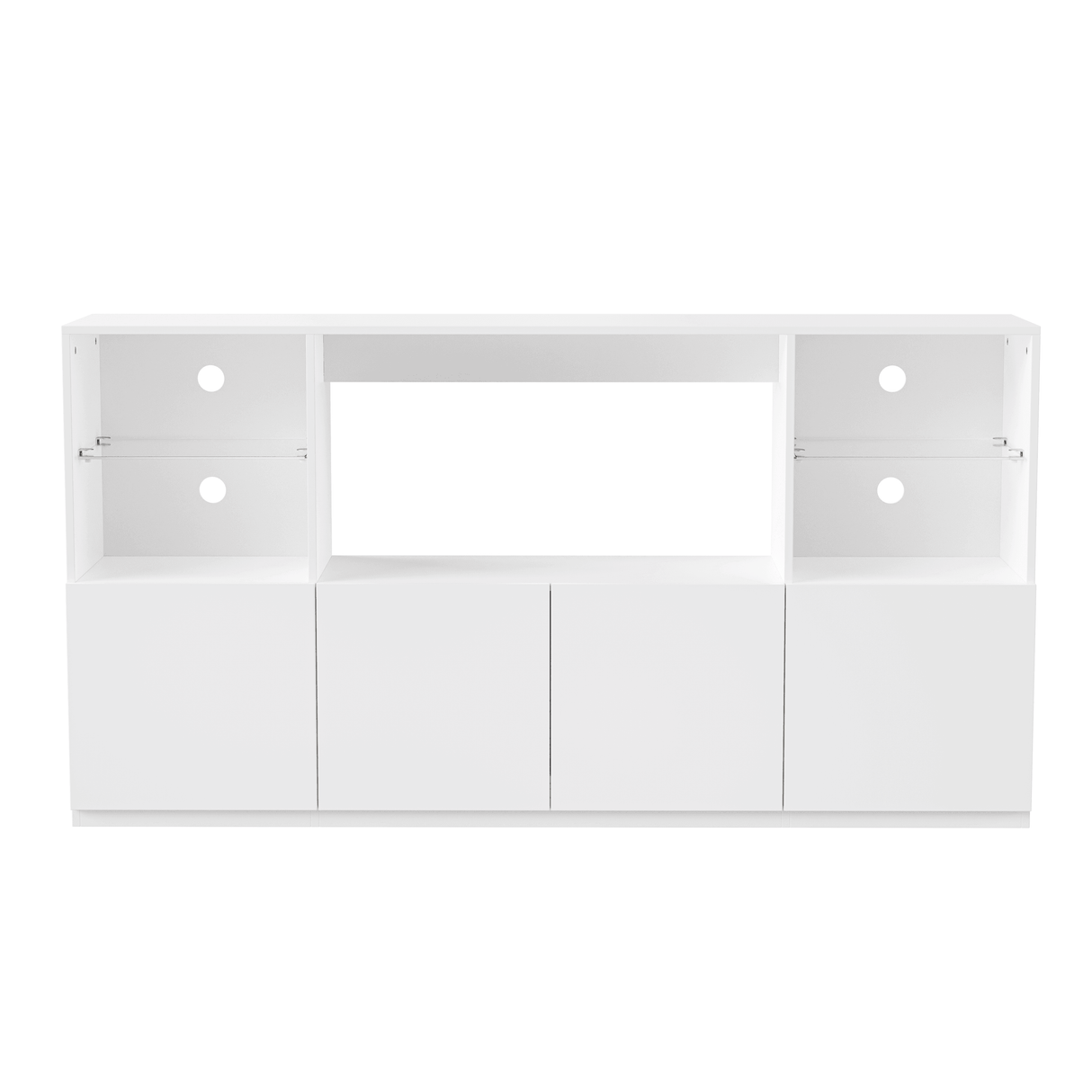 High Gloss White MDF TV Stand With LED Lights - Sleep Galleria