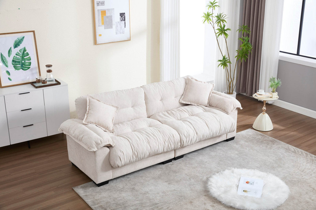 Casual 3-Seater Chenille Pleated Sofa - Omega Lifestyles