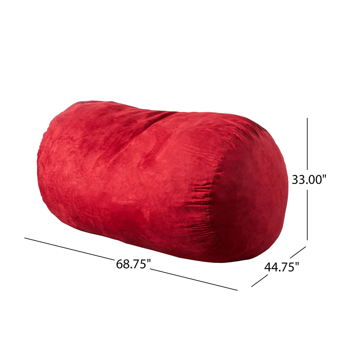 Large Red Microfiber Foam Filled Cylindrical Bean Bag Chair - Omega Lifestyles