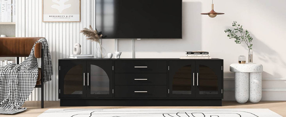 Modern Minimalist Black MDF TV Stand With Storage - Sleep Galleria