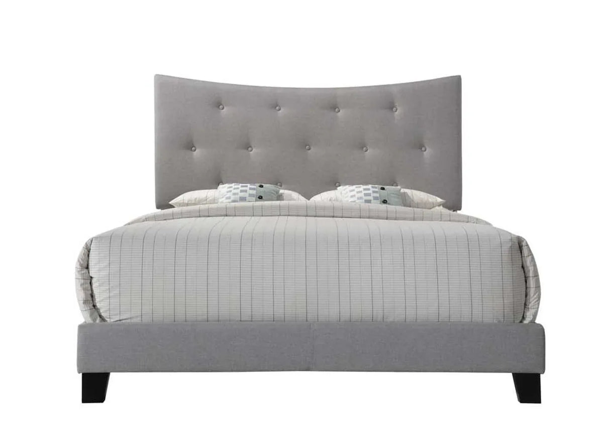 Gray Fabric Queen Bed Frame With Tufted Headboard - Omega Lifestyles