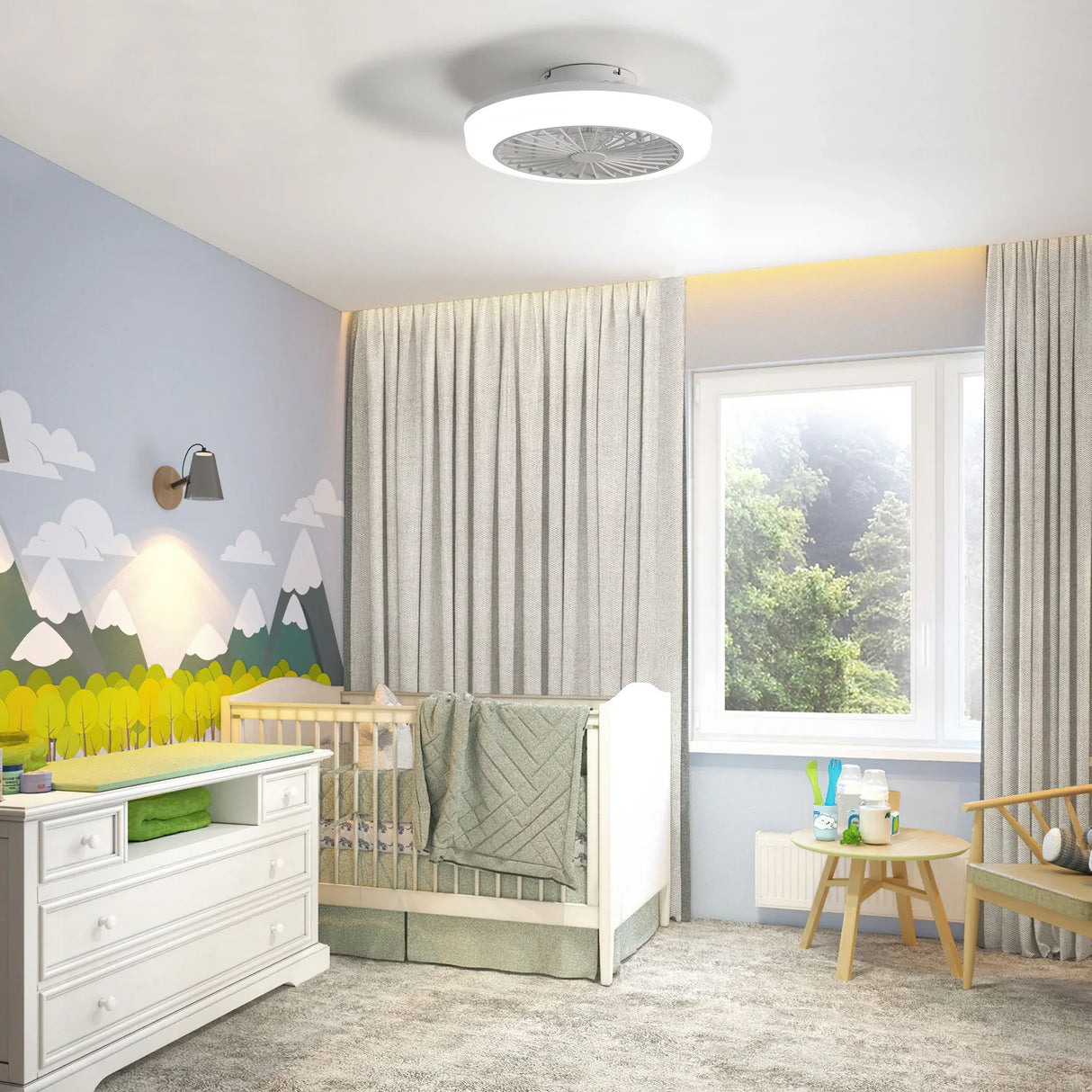 18-Inch Bladeless Enclosed Ceiling Fan With Light Remote - Omega Lifestyles