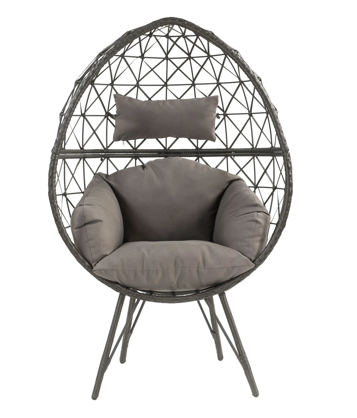 Light Gray Fabric Wicker Patio Lounge Chair With Cushion - Omega Lifestyles