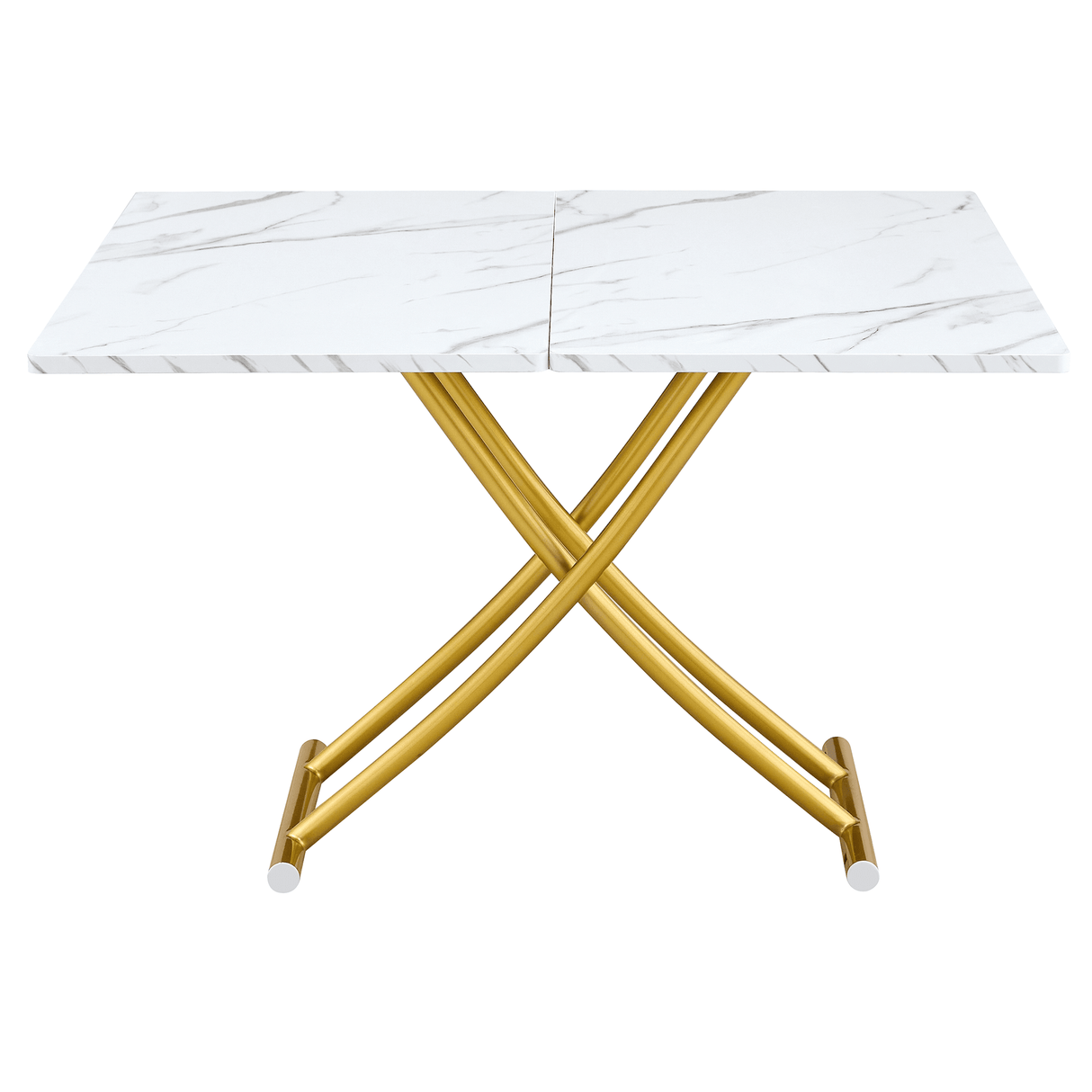 Multifunctional Adjustable Height White Gold Lift Table - Sleep Galleria