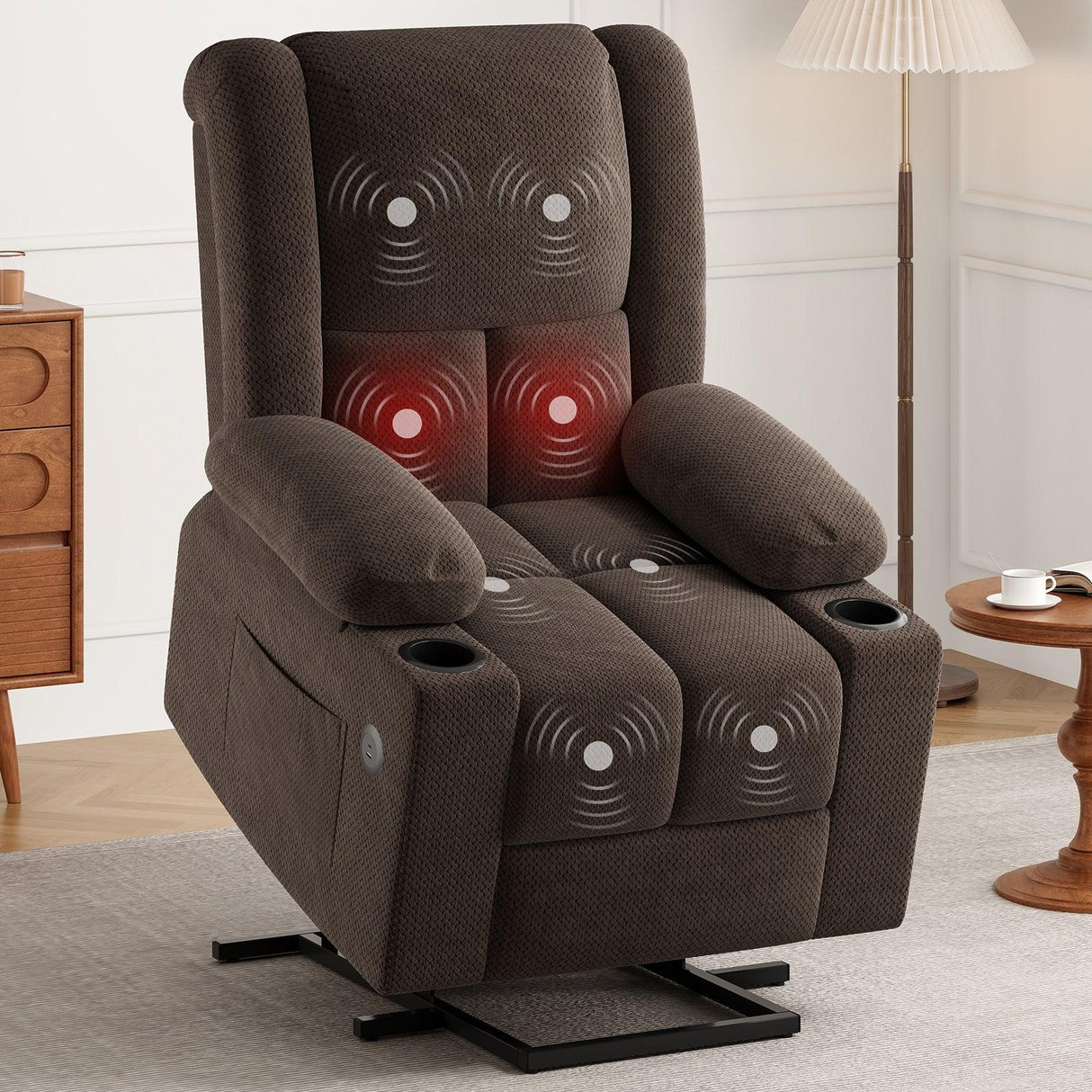 Power Lift Massage Heat Recliner Chair With USB Ports - Omega Lifestyles