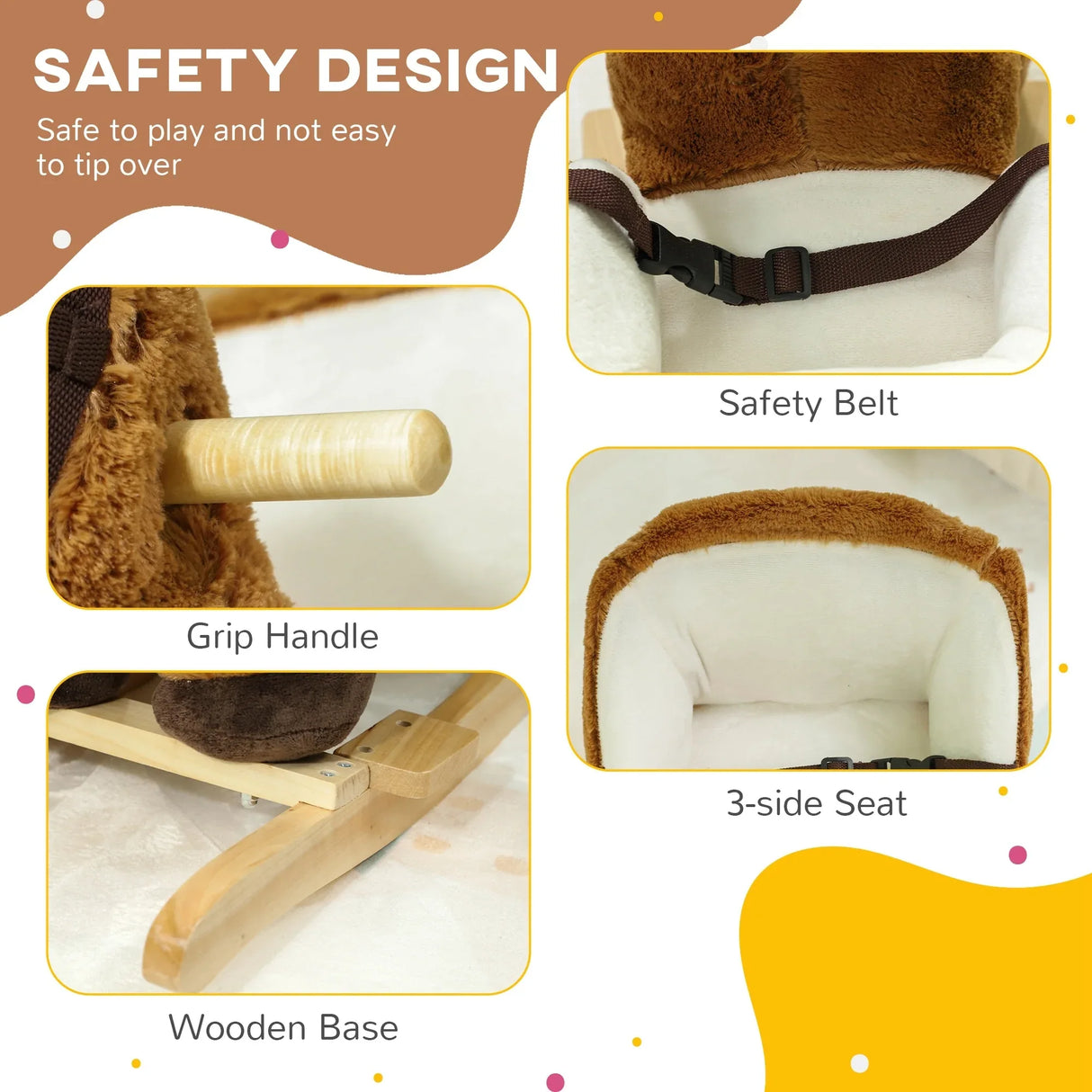 Plush Toddler Rocking Horse With Sound And Safety Belt - Omega Lifestyles