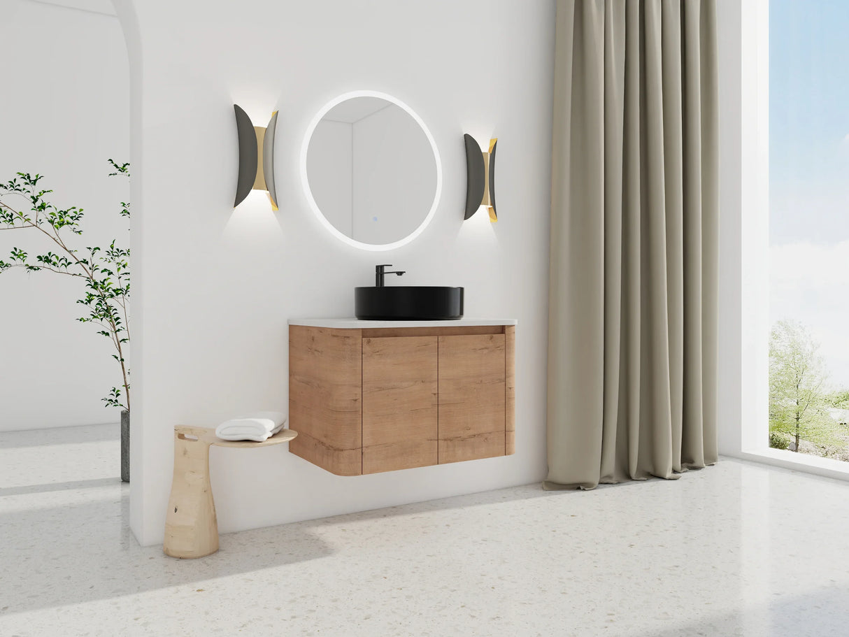 30-Inch Wall-Mounted Bathroom Vanity With Ceramic Sink - Omega Lifestyles