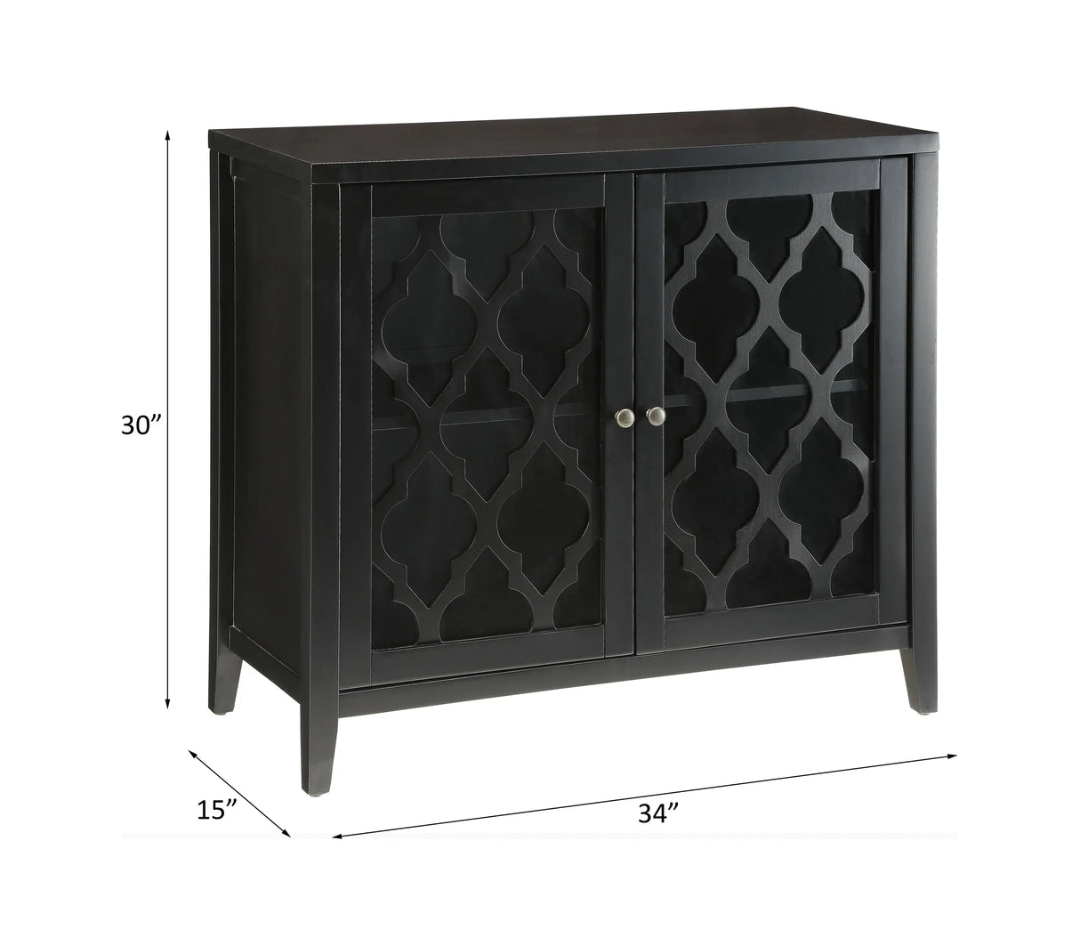 Black Synthetic Wood Console Cabinet With Glass Doors - Omega Lifestyles