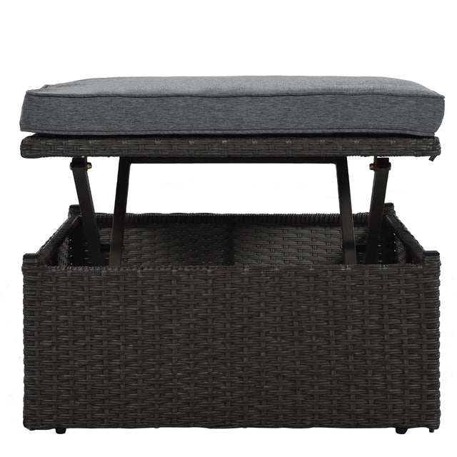 Outdoor Gray Rattan Wicker Patio Daybed With Canopy - Omega Lifestyles