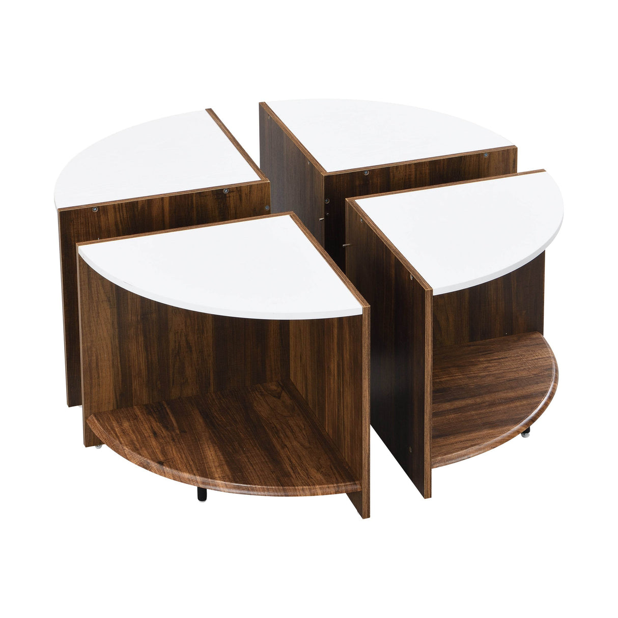 4-Piece Industrial Round MDF Coffee Table Set - Sleep Galleria