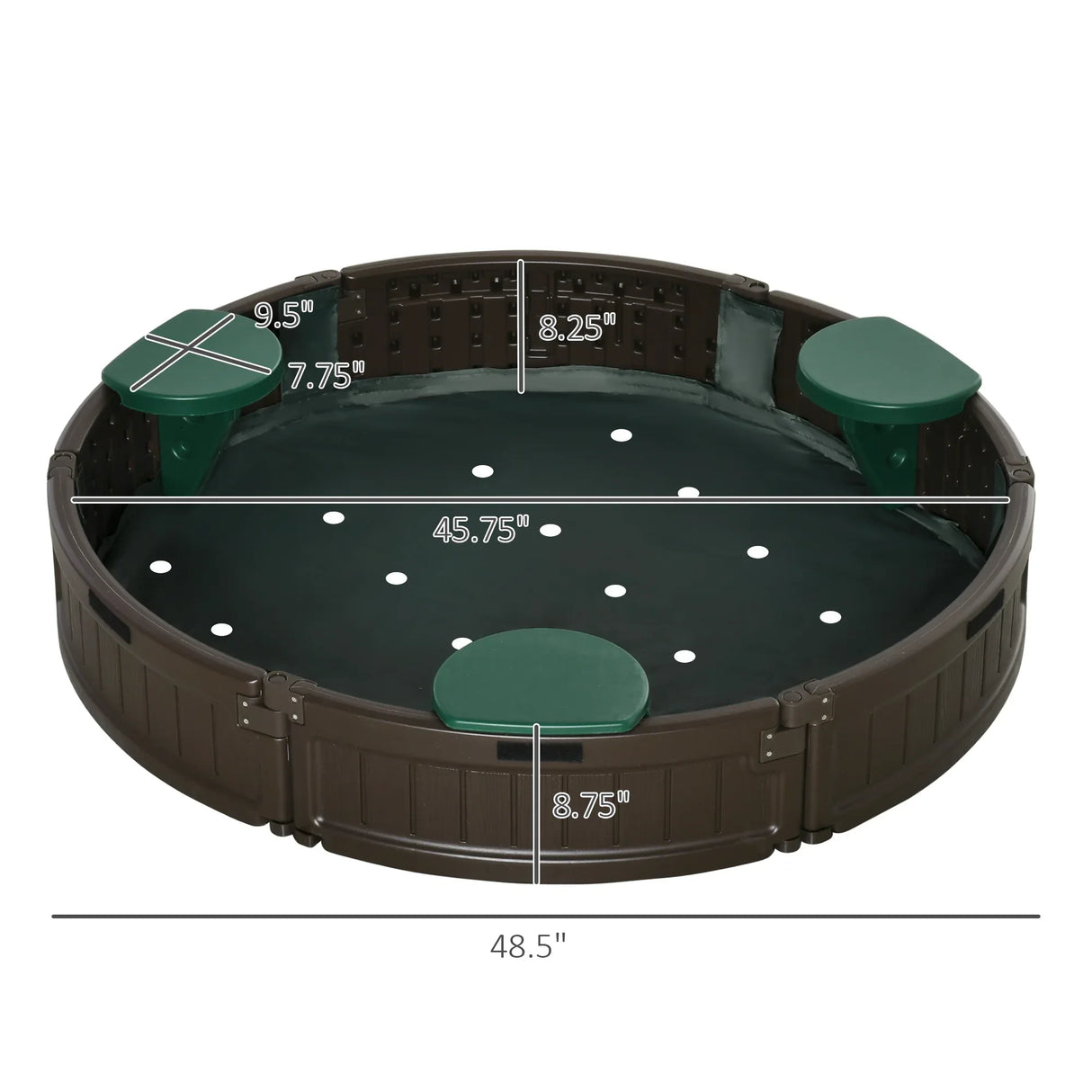 Kids Outdoor HDPE Round Sandbox With Cover and Seats - Omega Lifestyles