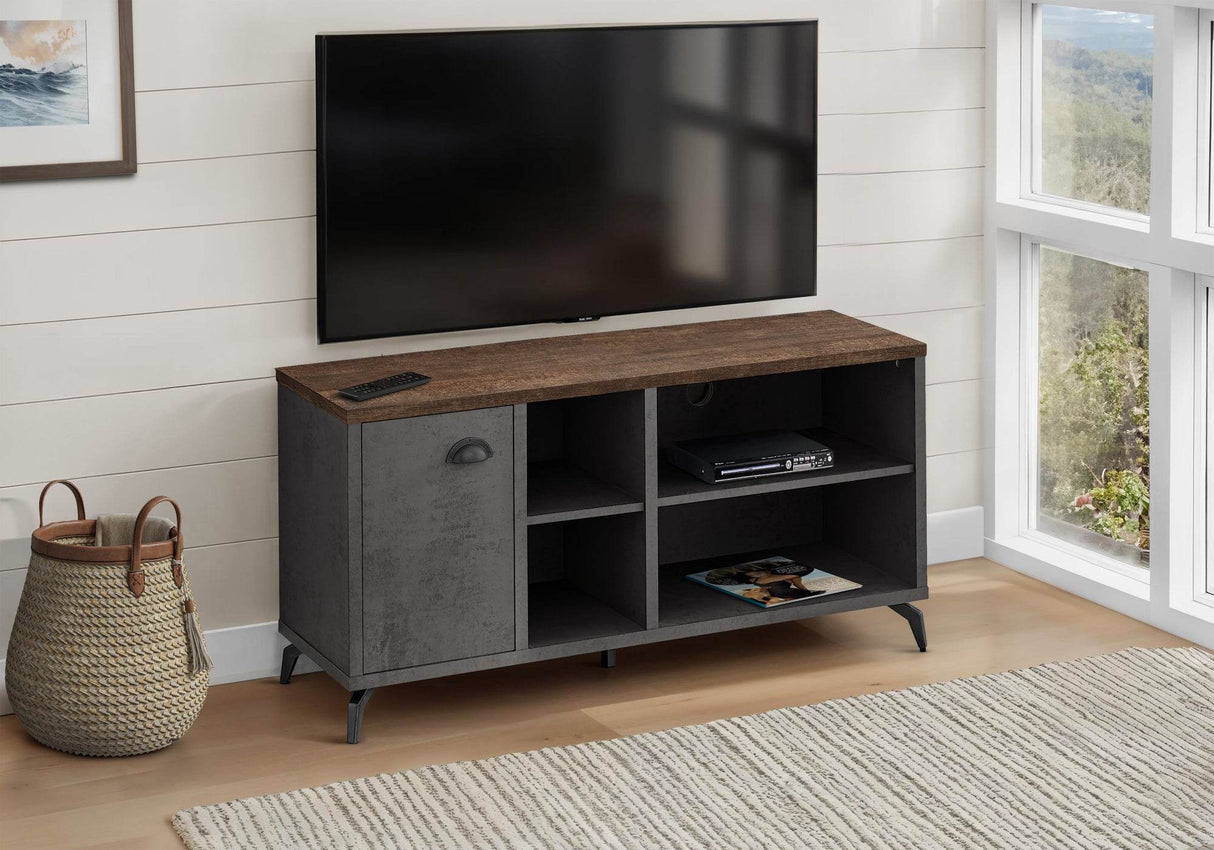 Industrial 48-Inch Grey Brown Media Console Cabinet - Sleep Galleria