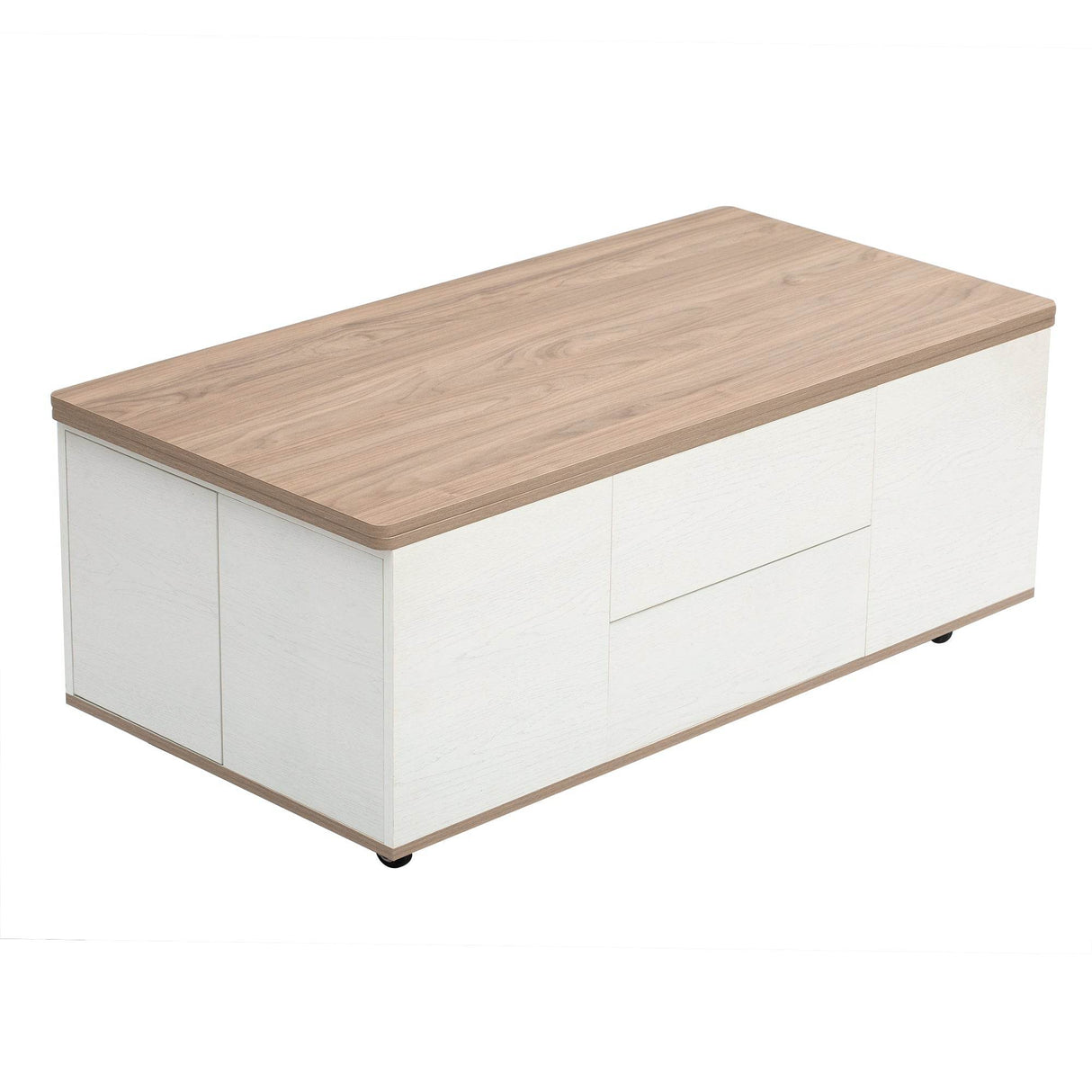 Modern Walnut White Lift Top Coffee Table With Drawers - Sleep Galleria