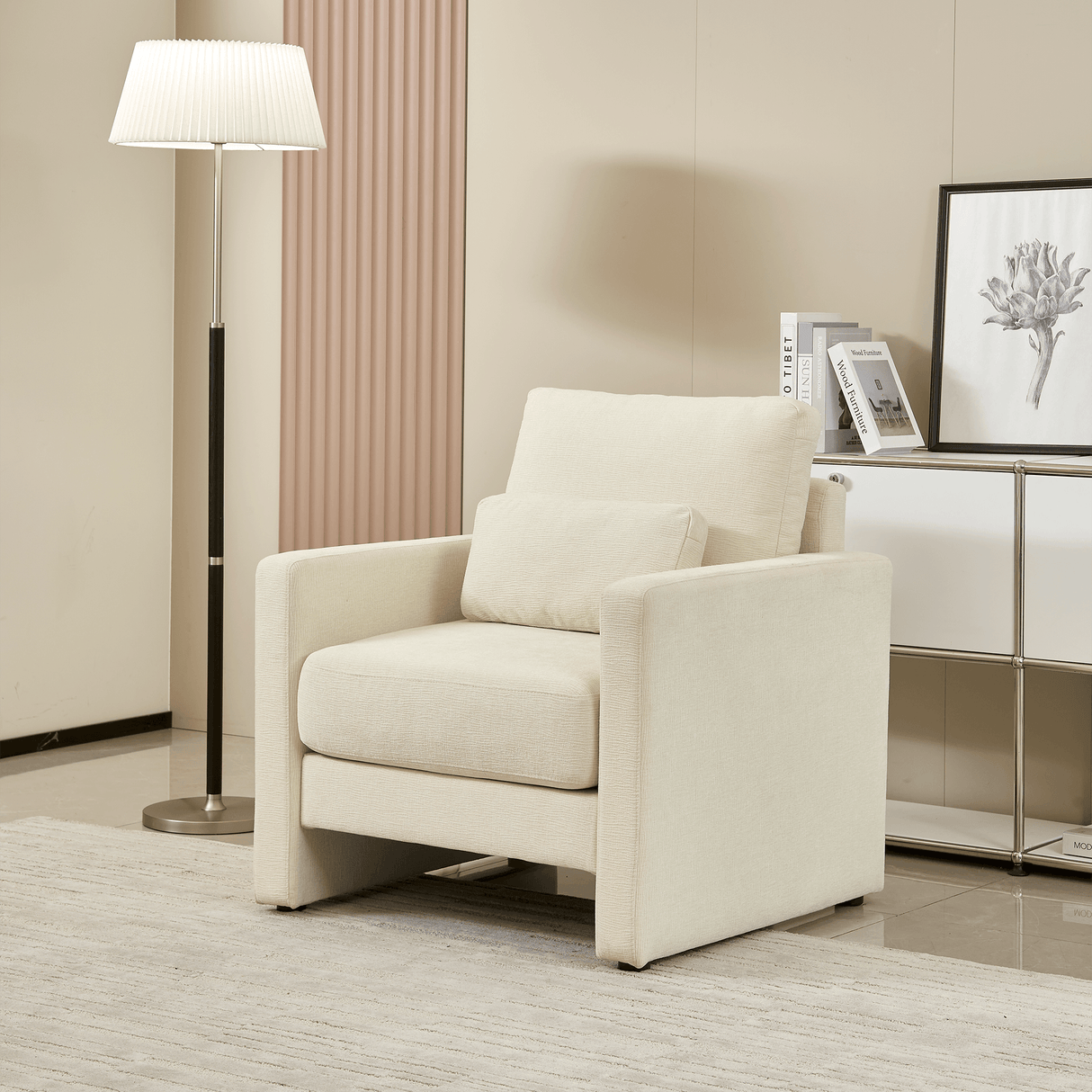 Mid-Century Modern Chenille Upholstered Accent Chair - Omega Lifestyles