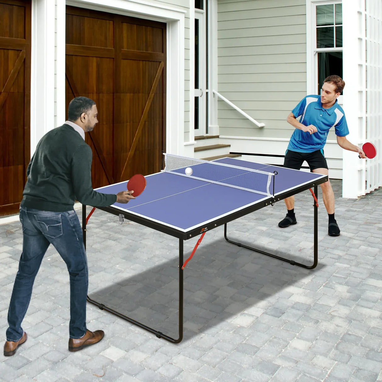 Mid-Size Foldable Indoor Outdoor Portable Ping Pong Table - Omega Lifestyles