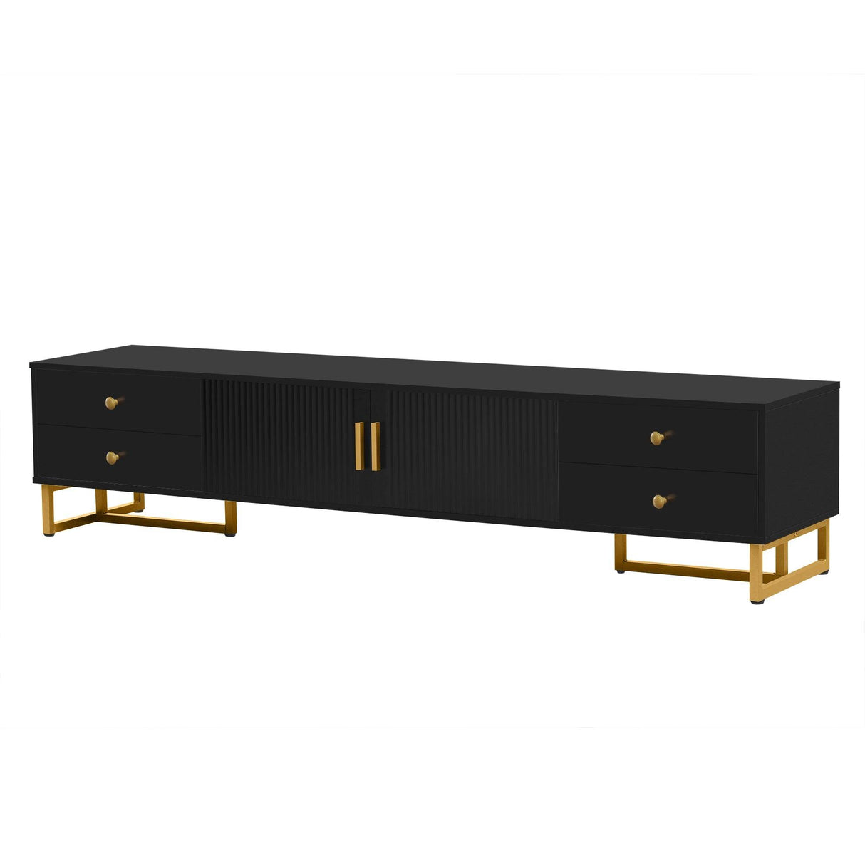 Modern Black MDF TV Stand With Storage Cabinet - Sleep Galleria