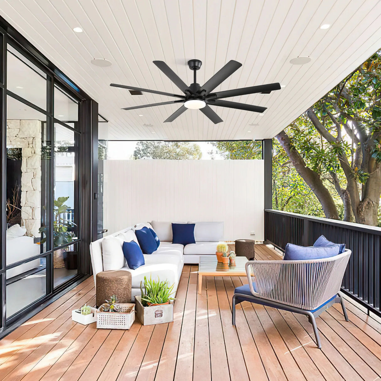 66-Inch Matte Black Smart Reversible DC Motor Ceiling Fan - Omega Lifestyles