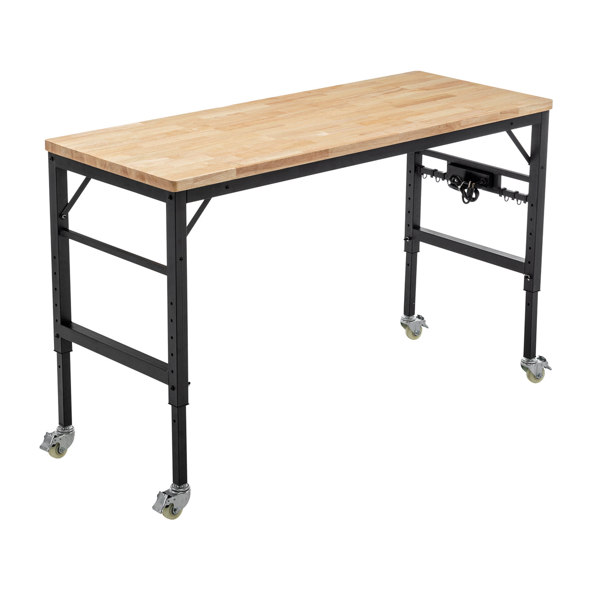 60-Inch Adjustable Height Wood Top Workbench With Wheels