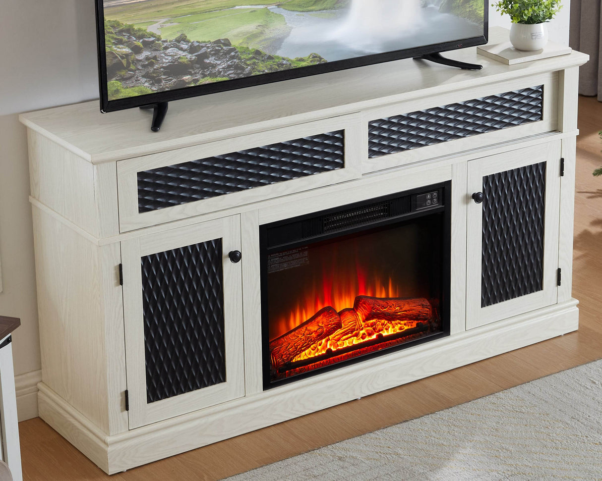Embossed Oak Fireplace TV Stand With Storage - Sleep Galleria