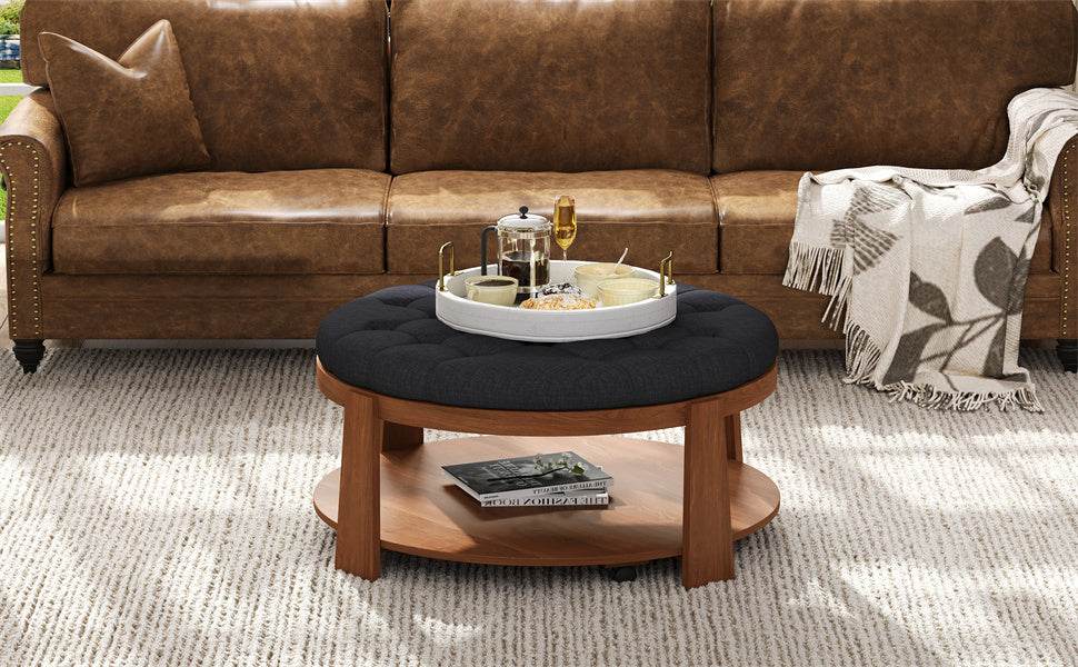 Modern Large Round Upholstered Ottoman Coffee Table - Sleep Galleria