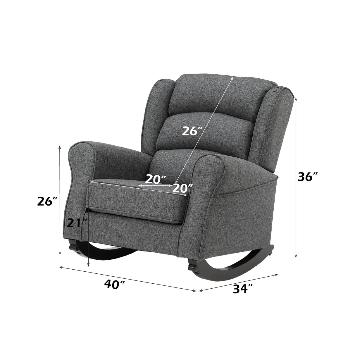 Gray Fabric Pocket Coil Rocking Chair With Wooden Legs - Omega Lifestyles