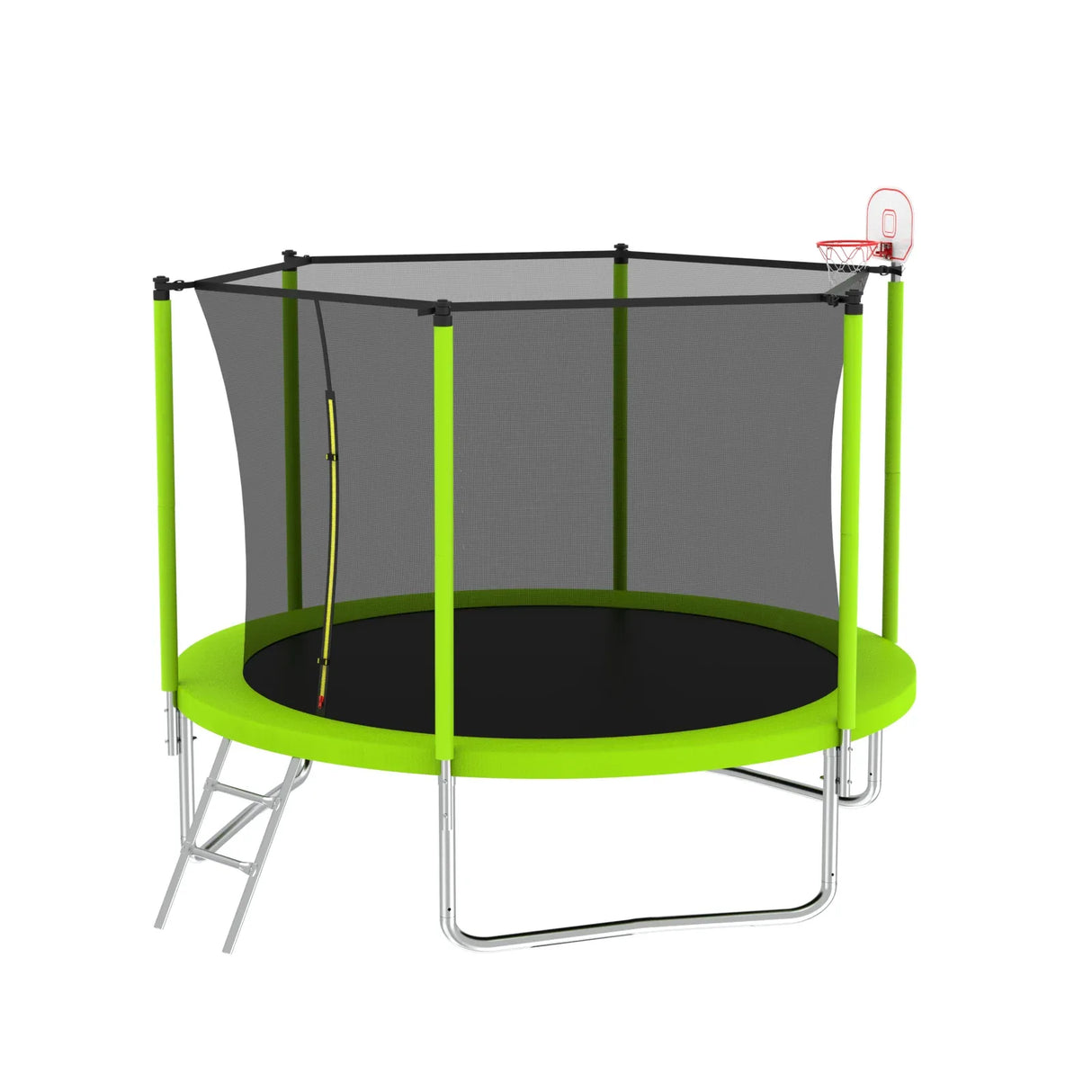 8-Inch Green Safety Enclosure Outdoor Trampoline - Omega Lifestyles