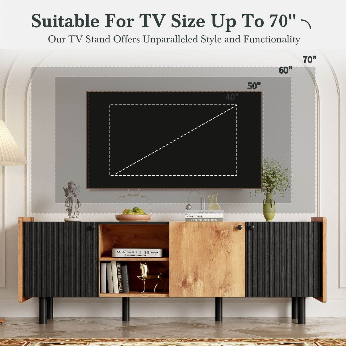 Mid Century Modern TV Stand With Storage Cabinets - Sleep Galleria