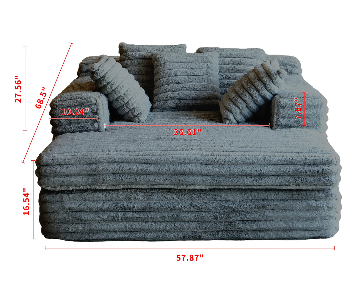 Oversized Corduroy Upholstered Chaise Lounge Chair - Omega Lifestyles