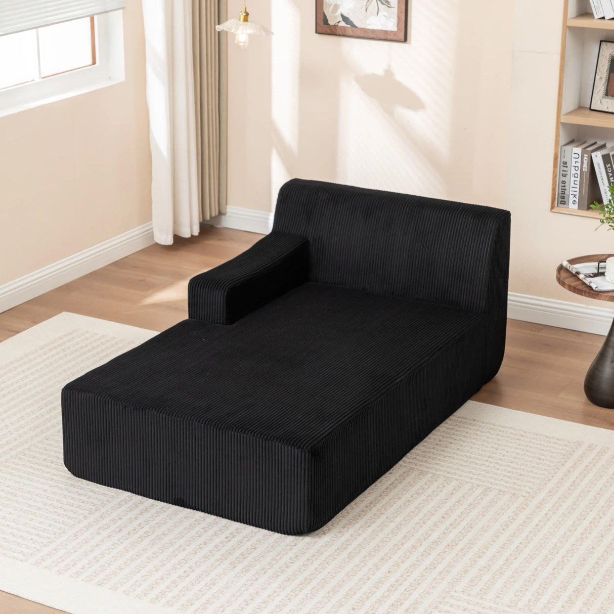 Corduroy Foam Right Armrest Chaise Lounge Chair - Omega Lifestyles