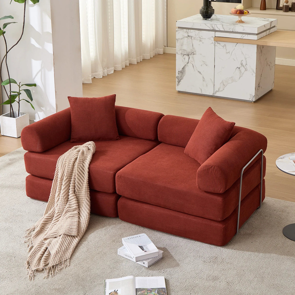 Modular Folding Convertible Corduroy Sofa Bed - Omega Lifestyles