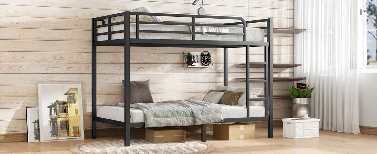 Metal Twin XL Over Twin XL Space-Saving Bunk Bed - Omega Lifestyles