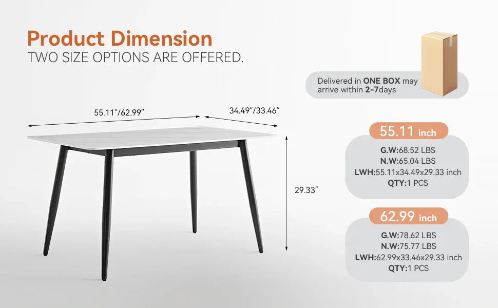 Modern Ceramic Tile Rectangular Dining Table With Metal Base - Omega Lifestyles
