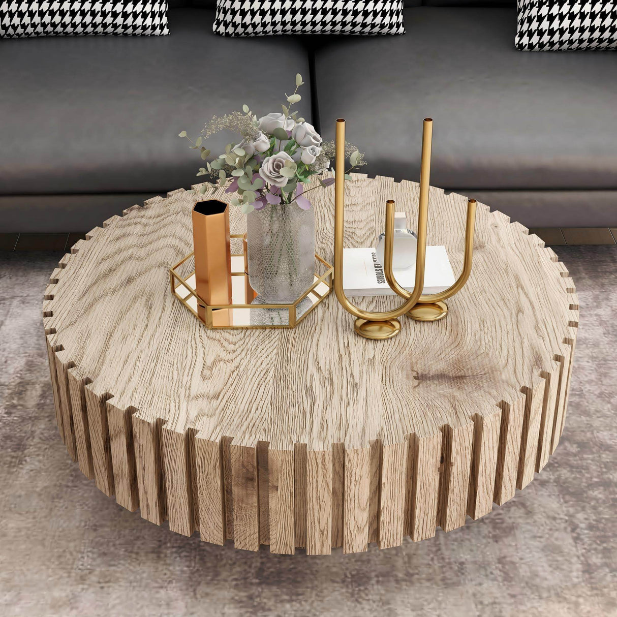 Modern Minimalist Round Wood MDF Coffee Table - Sleep Galleria