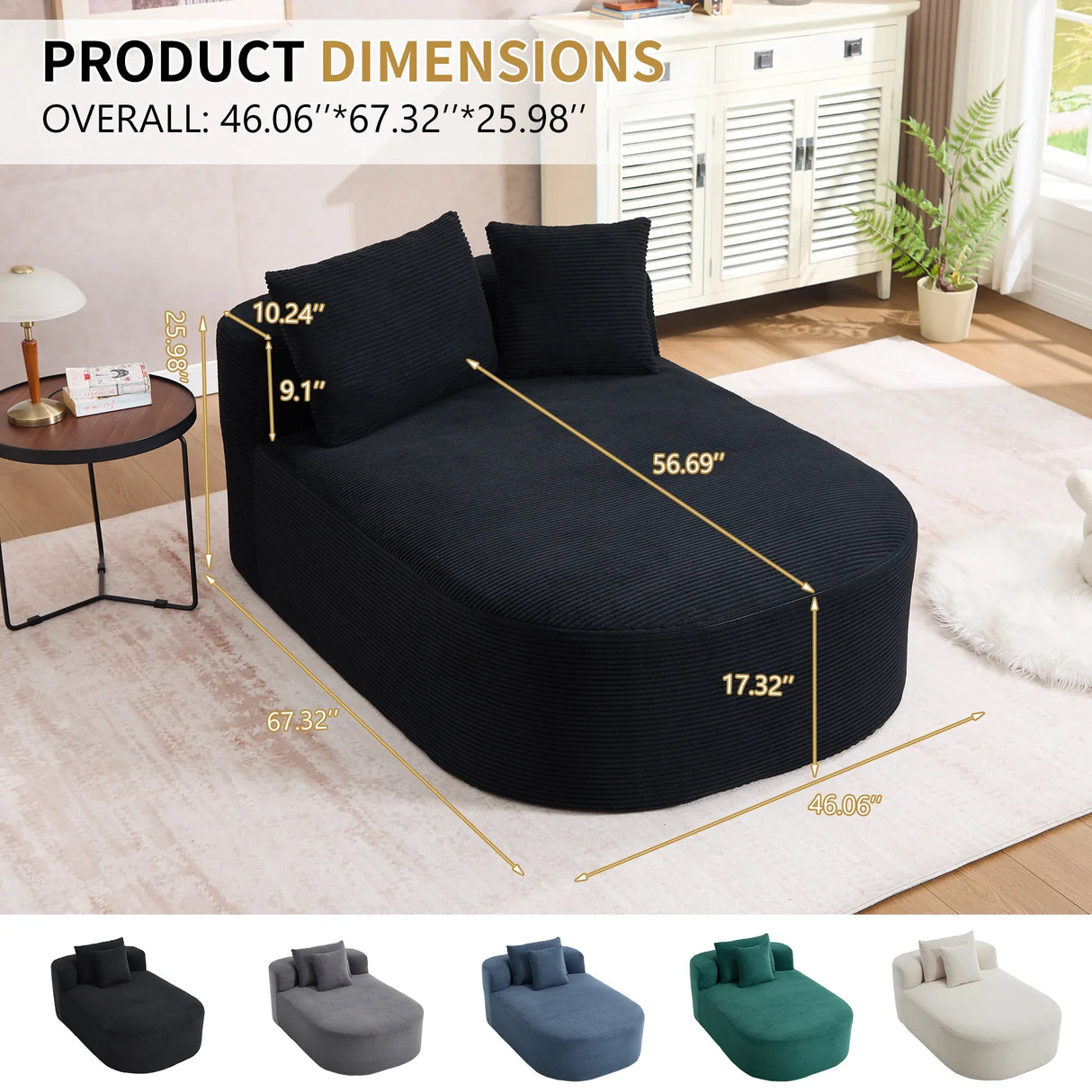 Oversized Plush Corduroy Chaise Lounge Sleeper Sofa - Omega Lifestyles