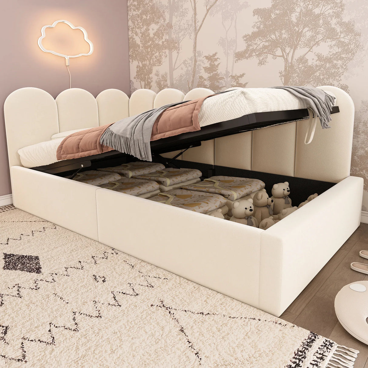 Twin Velvet Upholstered Daybed With Hydraulic Storage - Omega Lifestyles