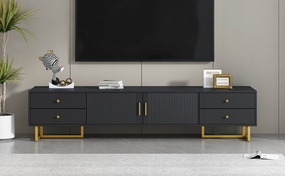 Modern Black MDF TV Stand With Storage Cabinet - Sleep Galleria