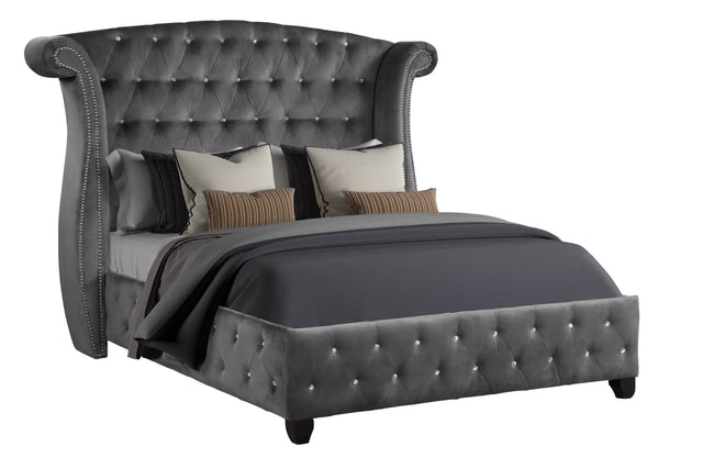 Crystal Tufted Upholstered Velvet King Bed Frame - Omega Lifestyles