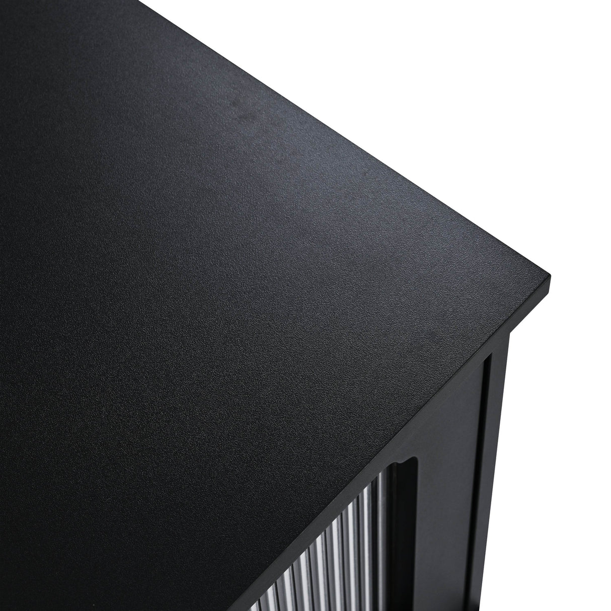 Retro Vintage Black TV Stand With Fluted Glass Doors - Sleep Galleria