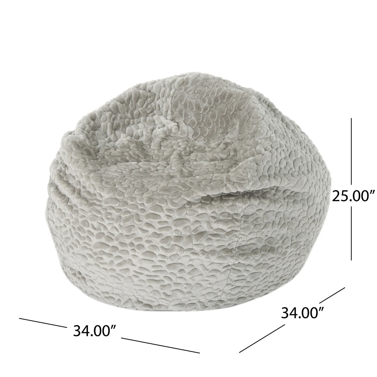 Rounded Faux Fur Foam Filled Bean Bag Chair - Omega Lifestyles