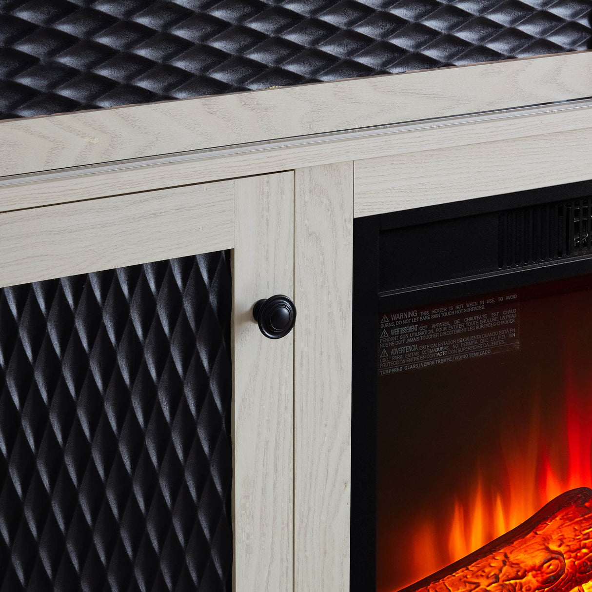 Embossed Oak Fireplace TV Stand With Storage - Sleep Galleria