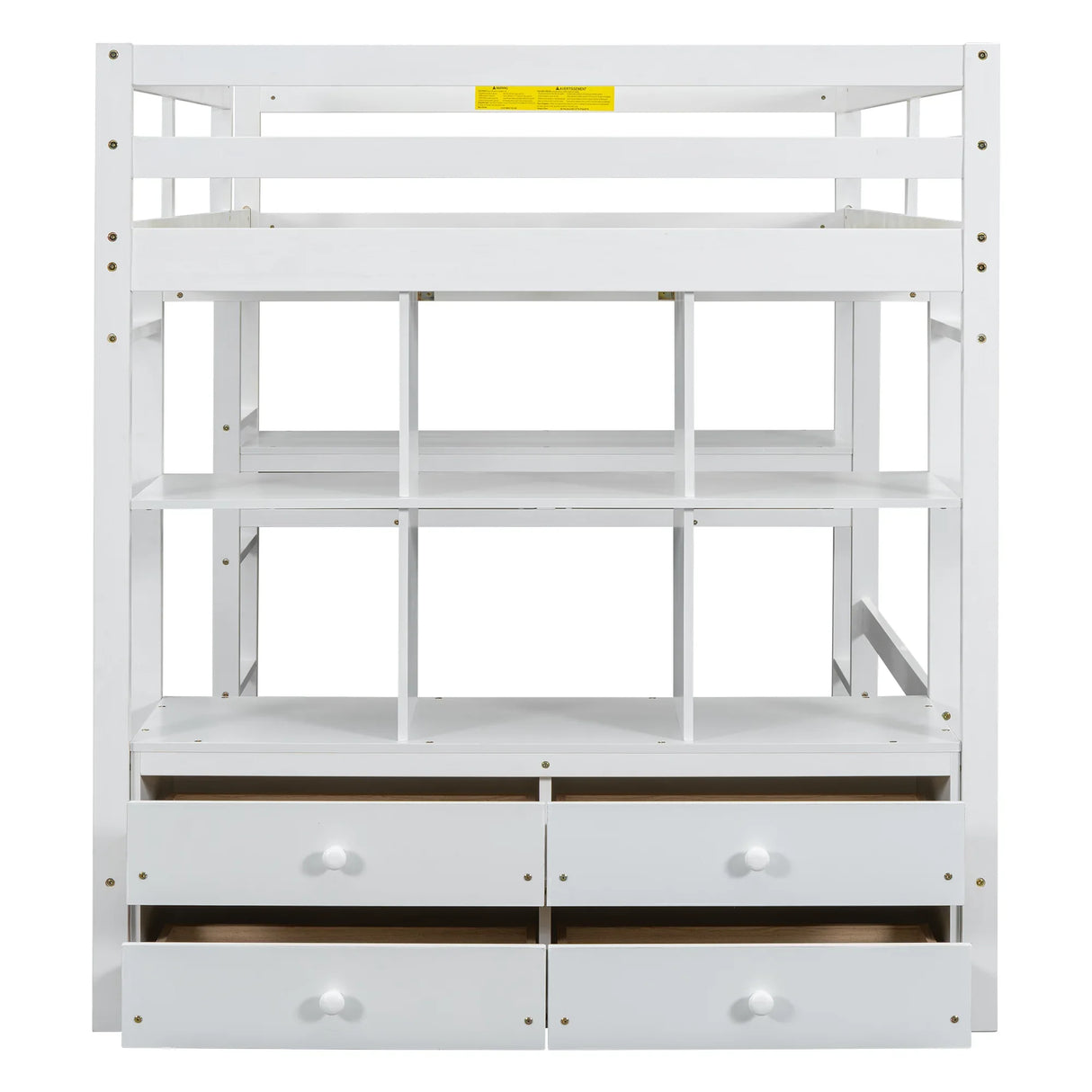 Full White Pine Full Loft Bed With Built-In Desk - Omega Lifestyles