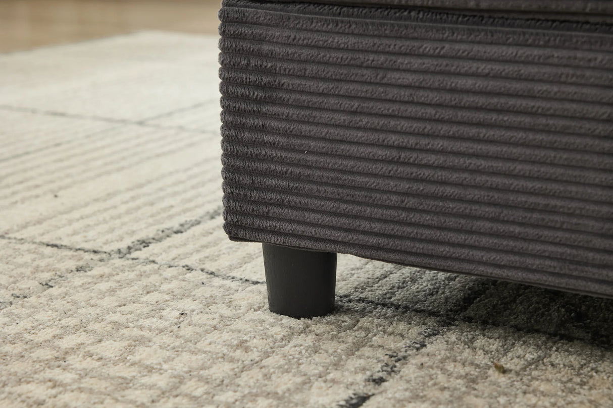 Dark Gray Corduroy Chaise Lounge Chair With Ottoman - Omega Lifestyles