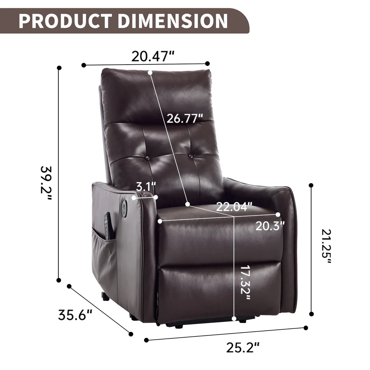 Brown Faux Leather Power Lift Recliner Chair With Massage - Omega Lifestyles