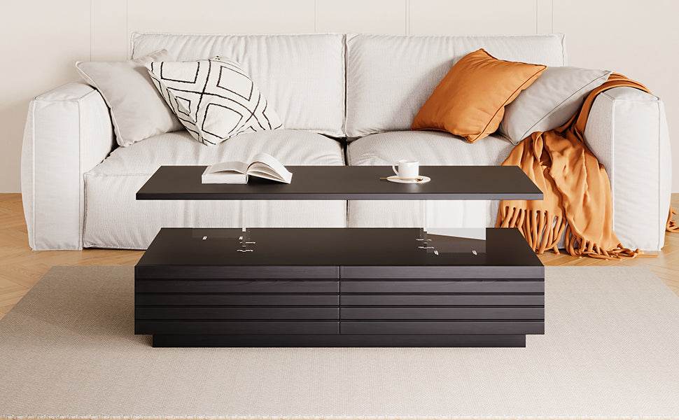 Modern Rectangular MDF Coffee Table With LED Lights - Sleep Galleria