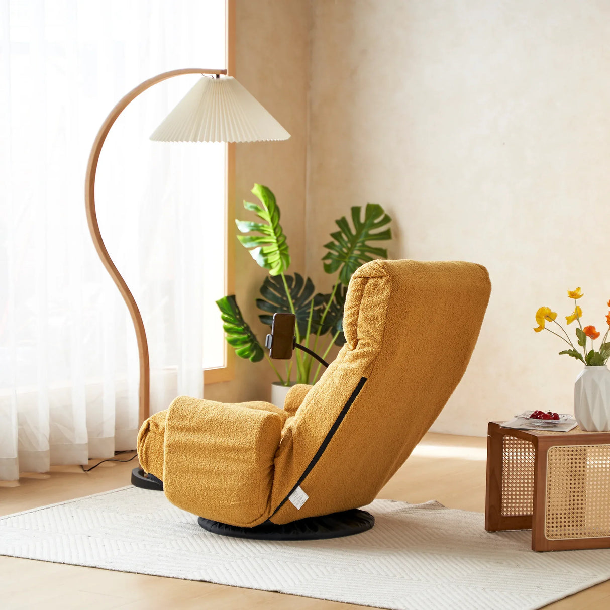 Adjustable Yellow Soft Plush Swivel Lounge Chair - Omega Lifestyles