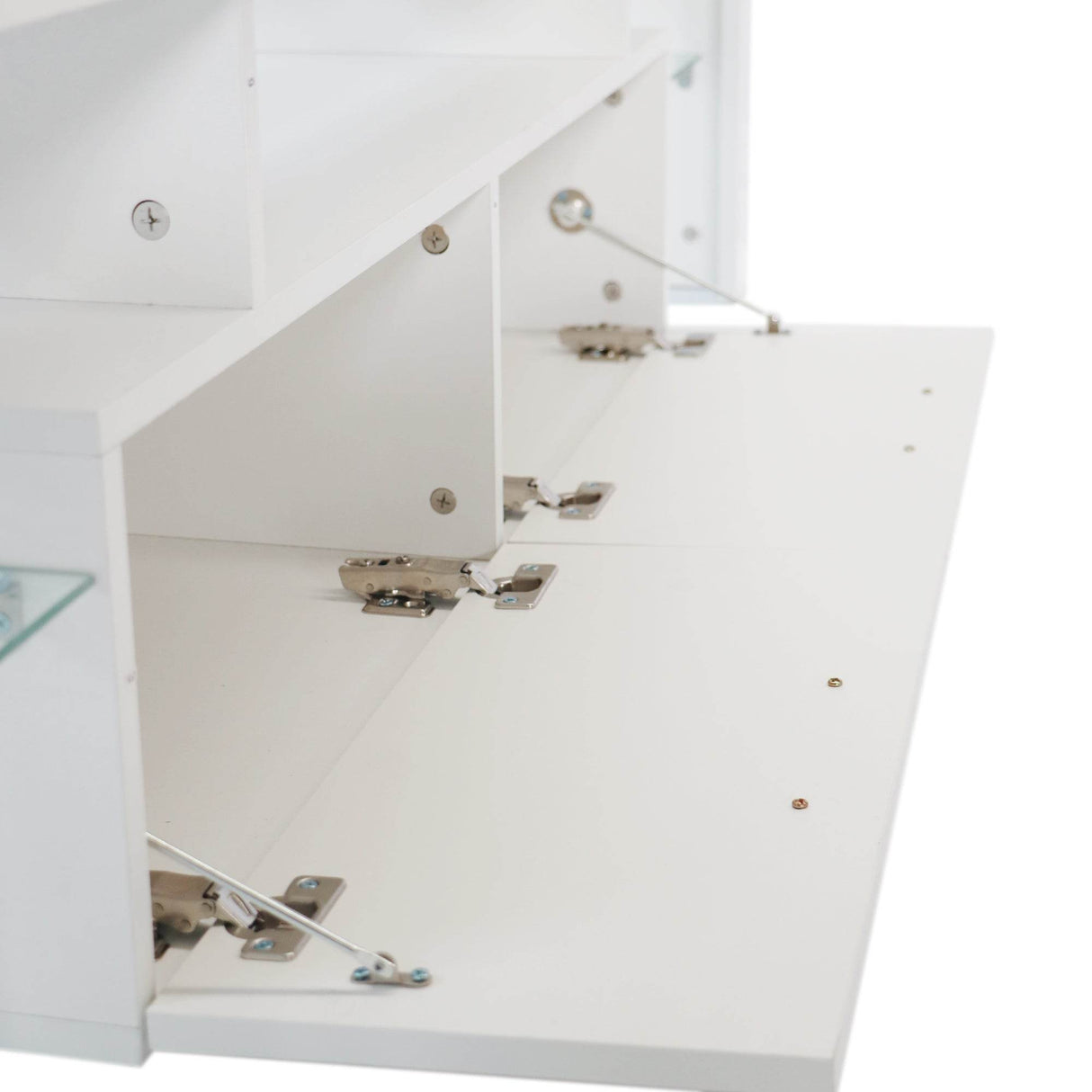 White Particle Board TV Stand With LED Lighting - Sleep Galleria